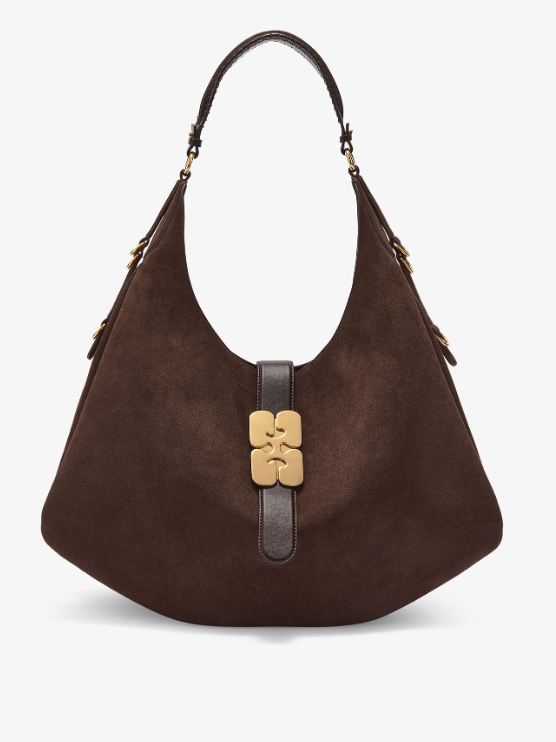 Bolso Ganni Kat grande ante marron